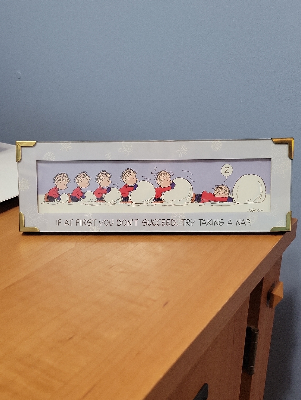 Hallmark Peanuts Gallery 'Don't Give Up!' Framed Art - Navy Blue & White